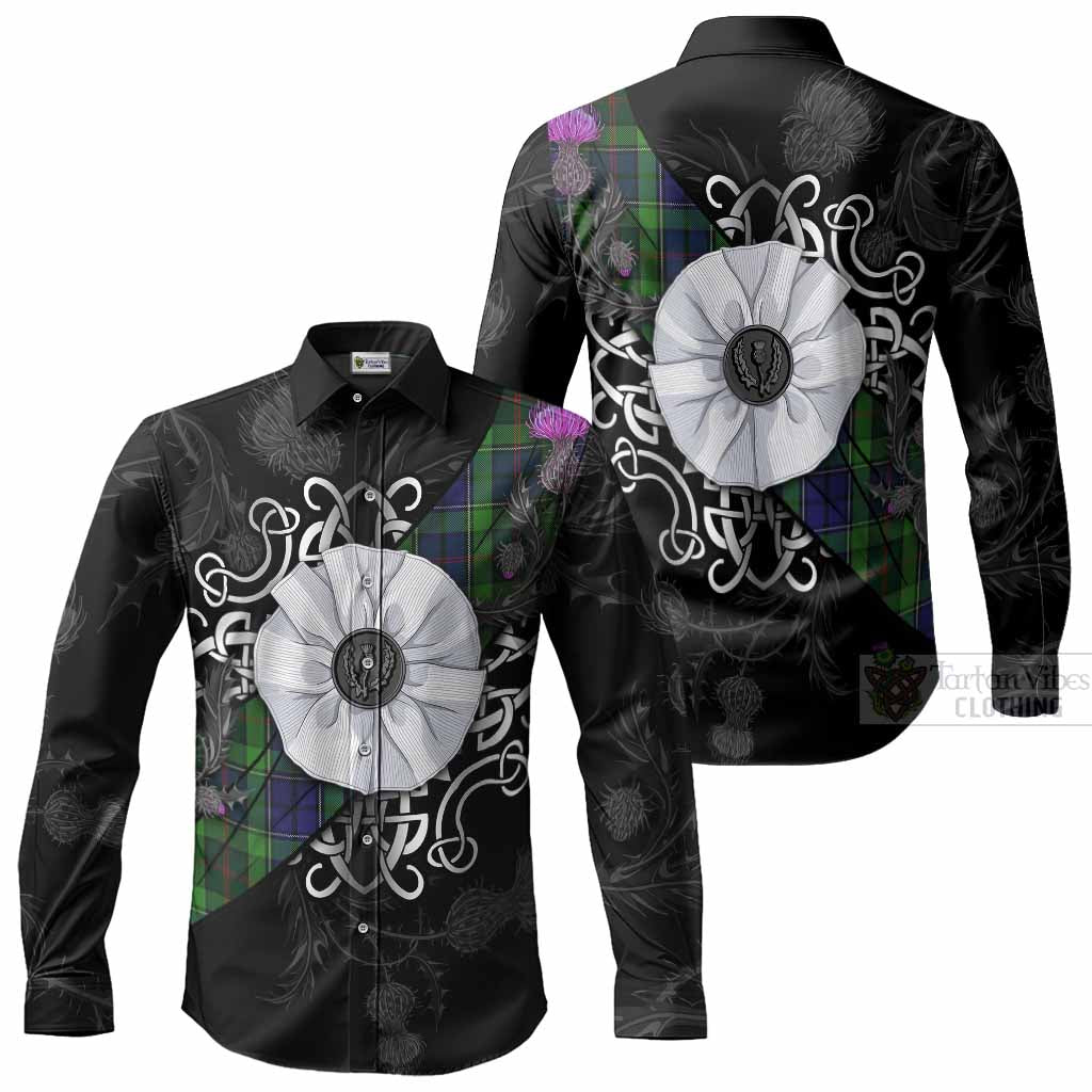 Rutledge Tartan Long Sleeve Button Shirts Jacobite White Rose Men's Shirt - Tartan Vibes Clothing