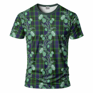Rutledge Tartan T-Shirt Seamless Scottish Thistle Flowers