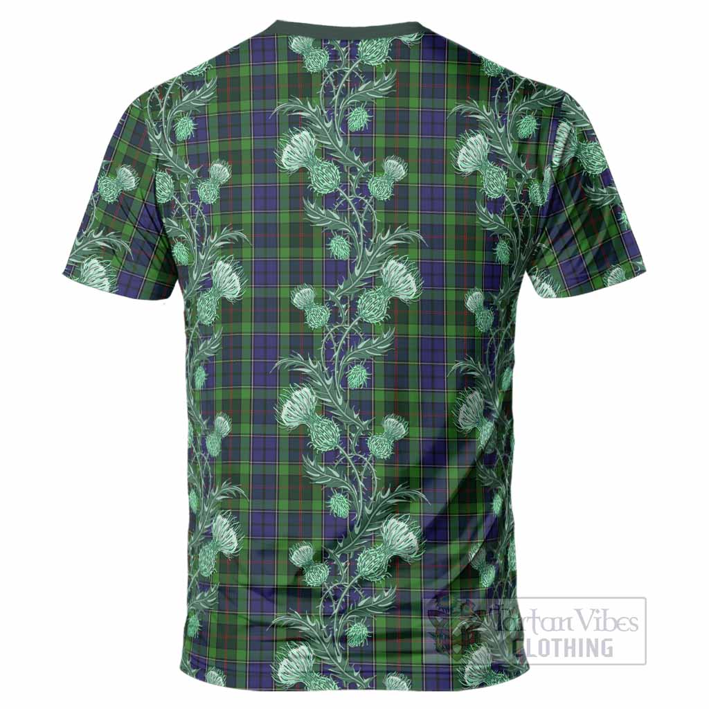 Rutledge Tartan T-Shirt Seamless Scottish Thistle Flowers