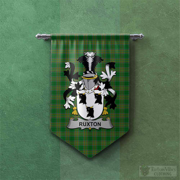 Ruxton Irish Clan Tartan Gonfalon, Tartan Banner with Coat of Arms