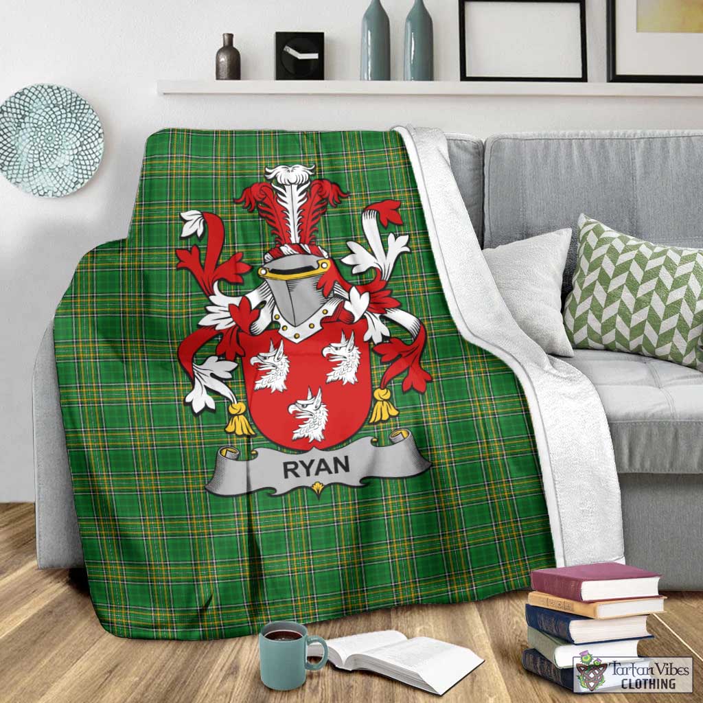 Ryan Irish Clan Tartan Blanket with Coat of Arms - Tartan Vibes Clothing
