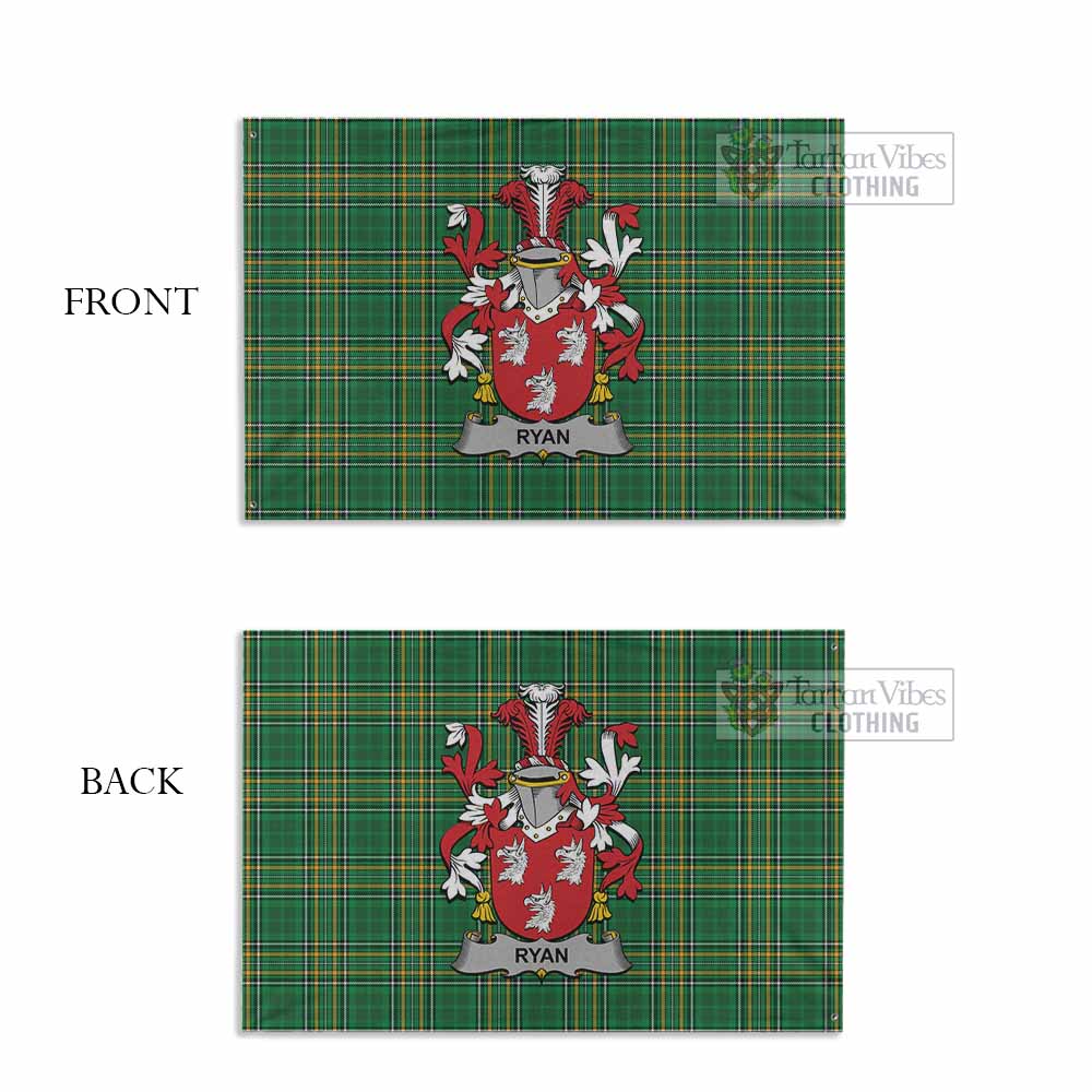 Tartan Vibes Clothing Ryan Irish Clan Tartan House Flag with Coat of Arms