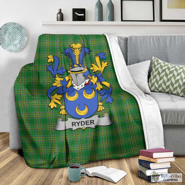Ryder Irish Clan Tartan Blanket with Coat of Arms