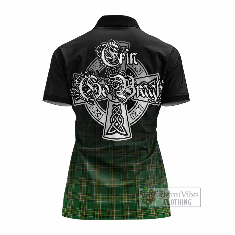 Tartan Vibes Clothing Ryder Irish Clan Women's Polo Shirt with Coat of Arms Erin Go Bragh Celtic Inspired