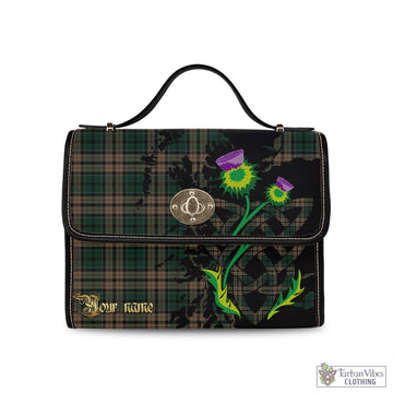 Sackett Tartan Waterproof Canvas Bag with Scotland Map and Thistle Celtic Accents