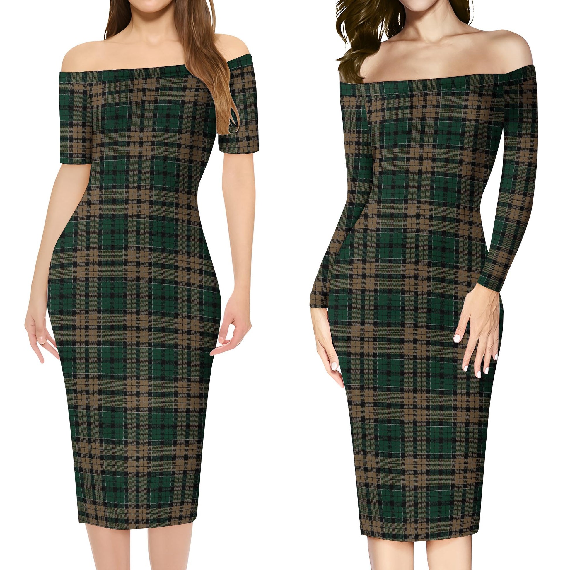 Sackett Tartan Off Shoulder Lady Dress Women's Dress - Tartan Vibes Clothing