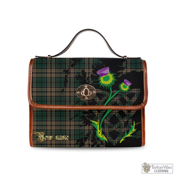 Sackett Tartan Waterproof Canvas Bag with Scotland Map and Thistle Celtic Accents