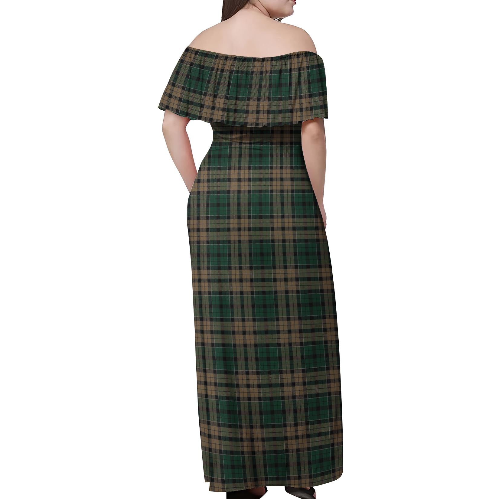 Sackett Tartan Off Shoulder Long Dress - Tartan Vibes Clothing