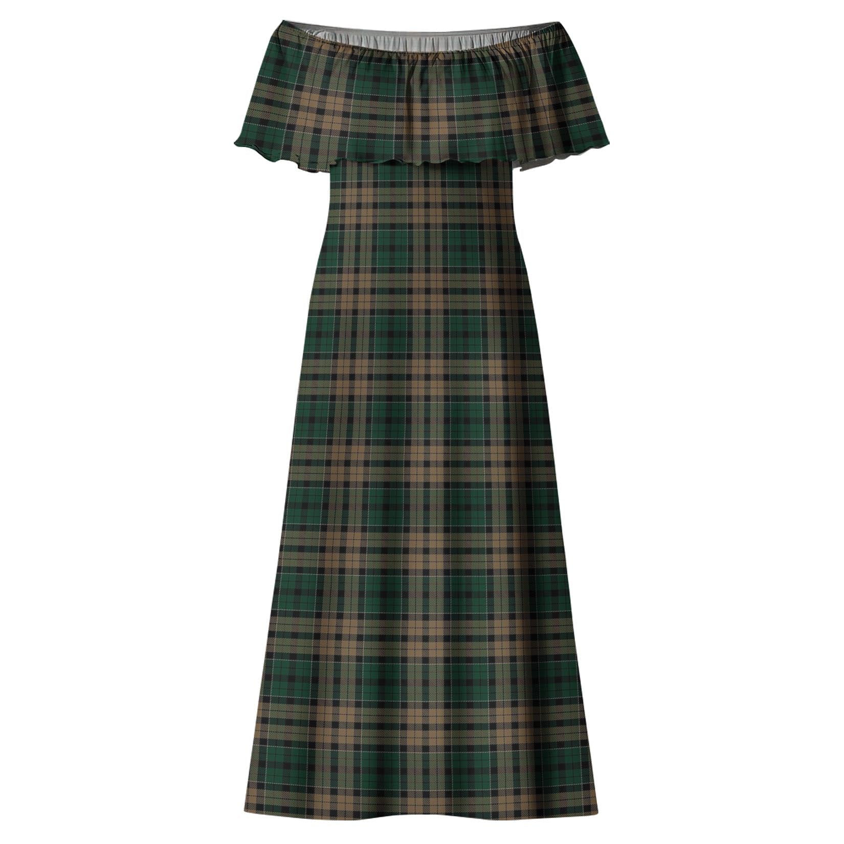Sackett Tartan Off Shoulder Long Dress - Tartan Vibes Clothing