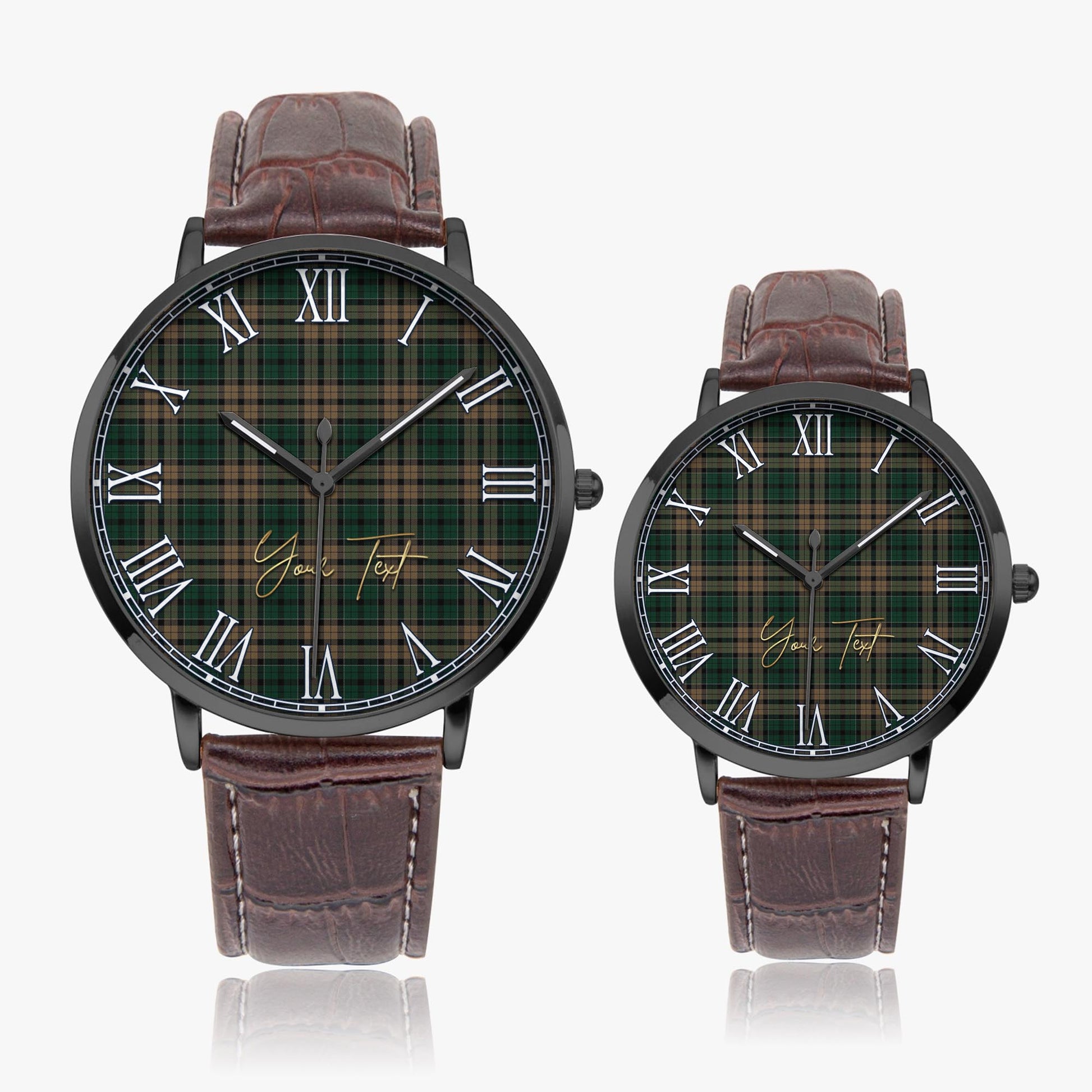 Sackett Tartan Personalized Your Text Leather Trap Quartz Watch - Tartan Vibes Clothing