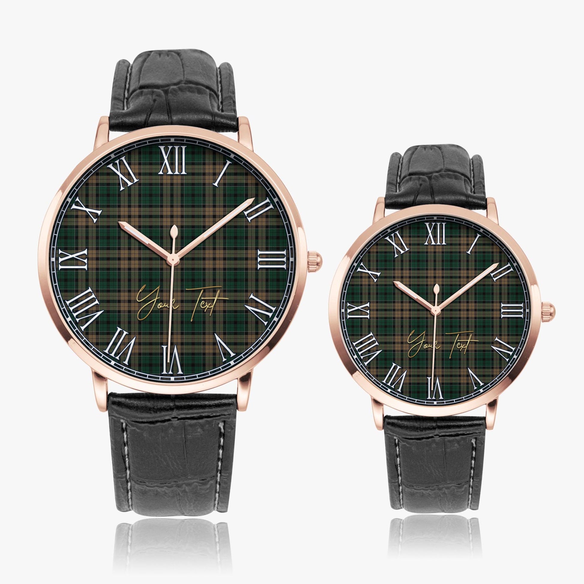 Sackett Tartan Personalized Your Text Leather Trap Quartz Watch - Tartan Vibes Clothing