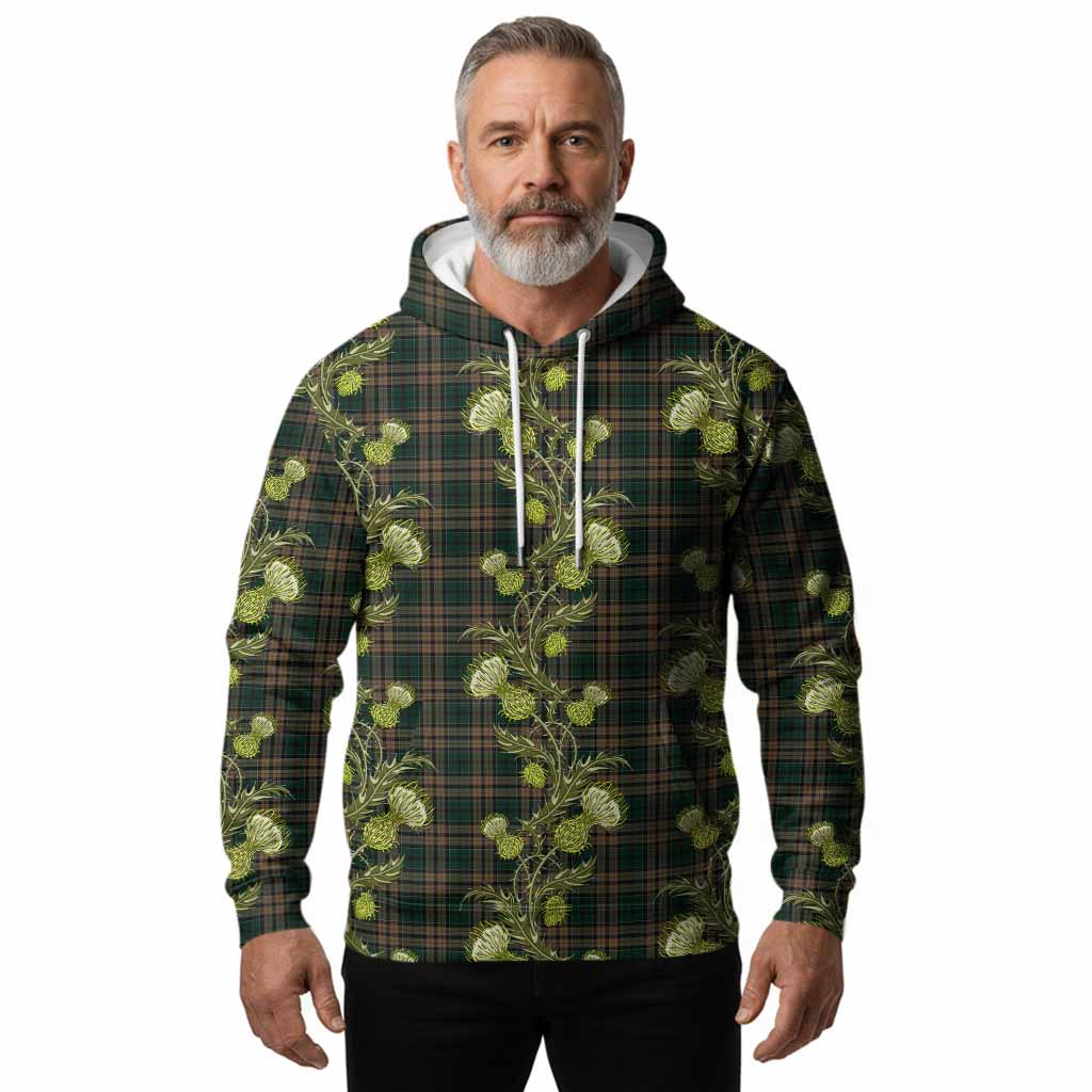 Sackett Tartan Hoodie Seamless Scottish Thistle Flowers