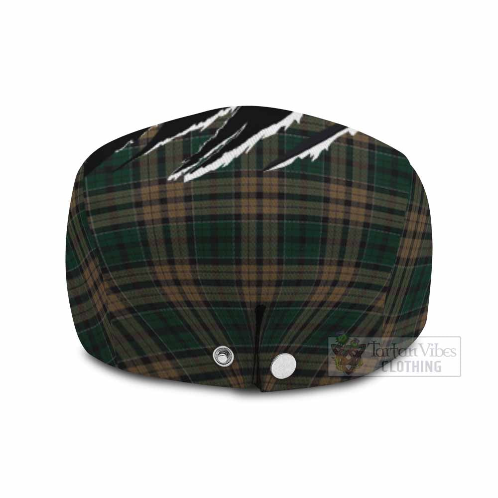 Sackett Tartan Loch Ness Monster Flat Cap, Jeff Cap Celtic Knot Nessie Art