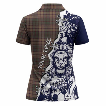 Sackett Tartan Scottish Women Polo Shirt Angry Lion With Soccer Ball Style