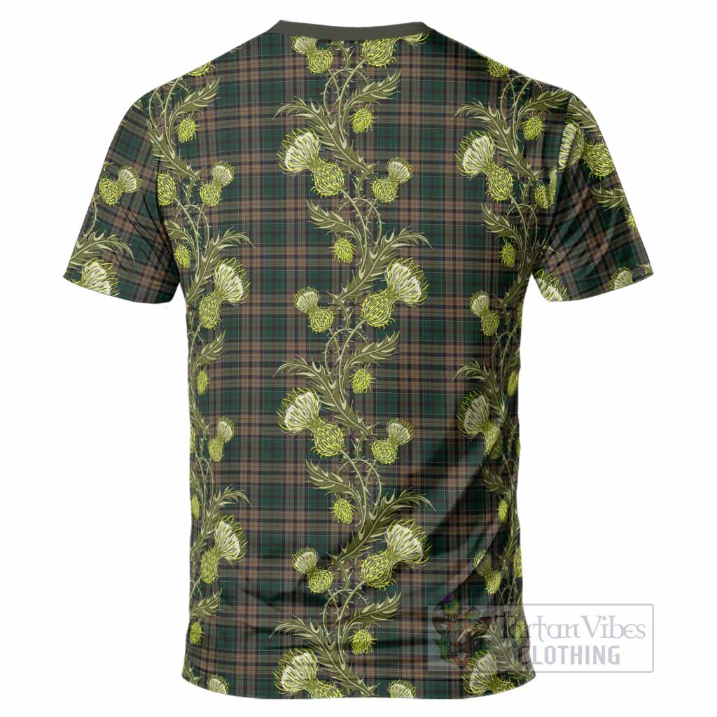 Sackett Tartan T-Shirt Seamless Scottish Thistle Flowers