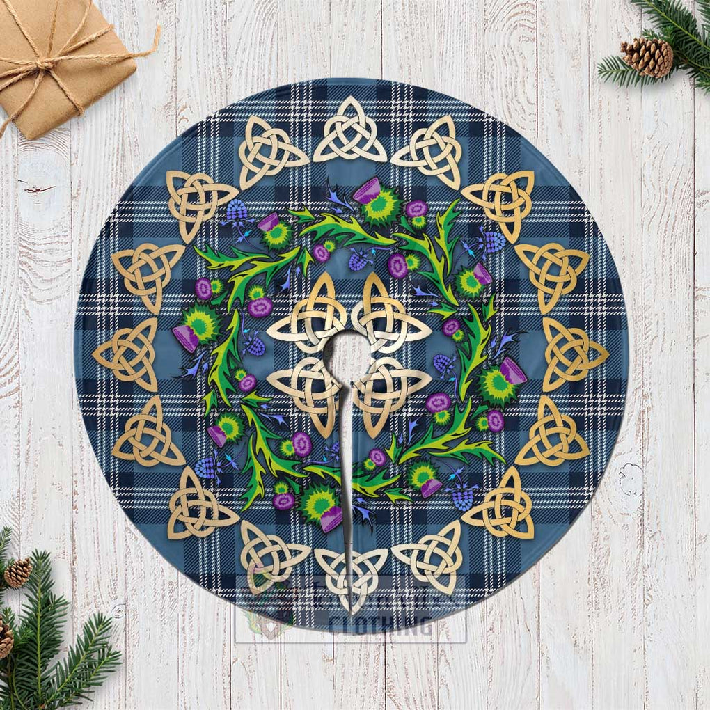 Tartan Vibes Clothing Saint Andrews Tartan Christmas Tree Skirt with Thistle Celtic Knot Style