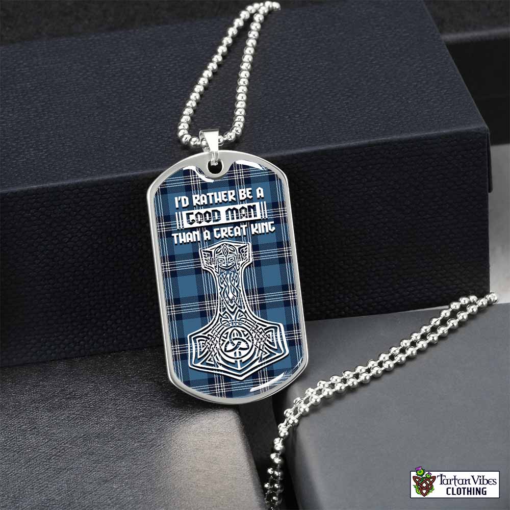 Tartan Vibes Clothing Saint Andrews Tartan Dog Tag Necklace Viking Mjolnir Style
