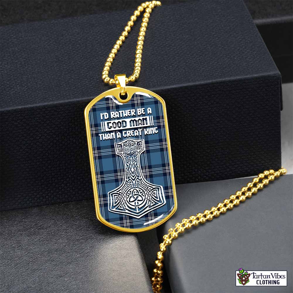 Tartan Vibes Clothing Saint Andrews Tartan Dog Tag Necklace Viking Mjolnir Style