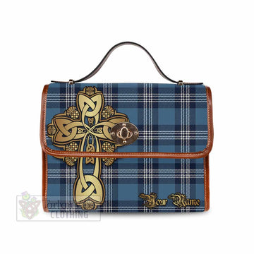 Saint Andrews Tartan Waterproof Canvas Bag Golden Thistle Celtic Cross Style