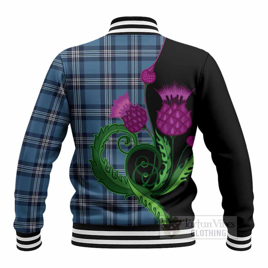 Saint Andrews Tartan Baseball Jacket Traditional Scottish Thistle