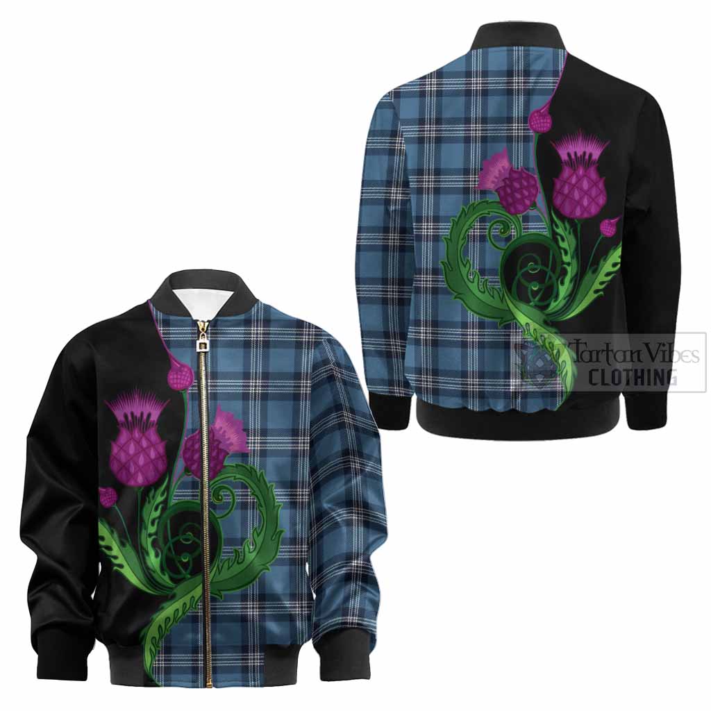 Saint Andrews Tartan Kid Bomber Jacket Traditional Scottish Thistle