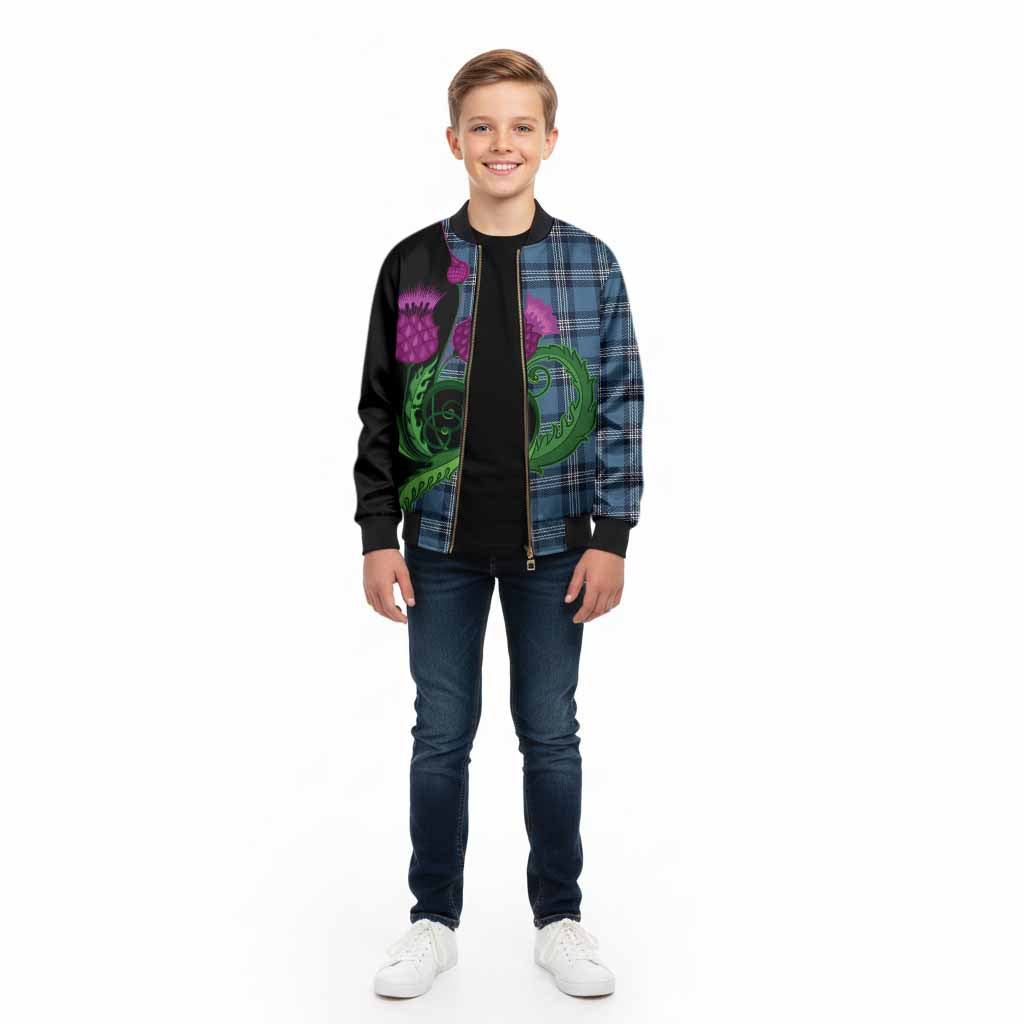 Saint Andrews Tartan Kid Bomber Jacket Traditional Scottish Thistle
