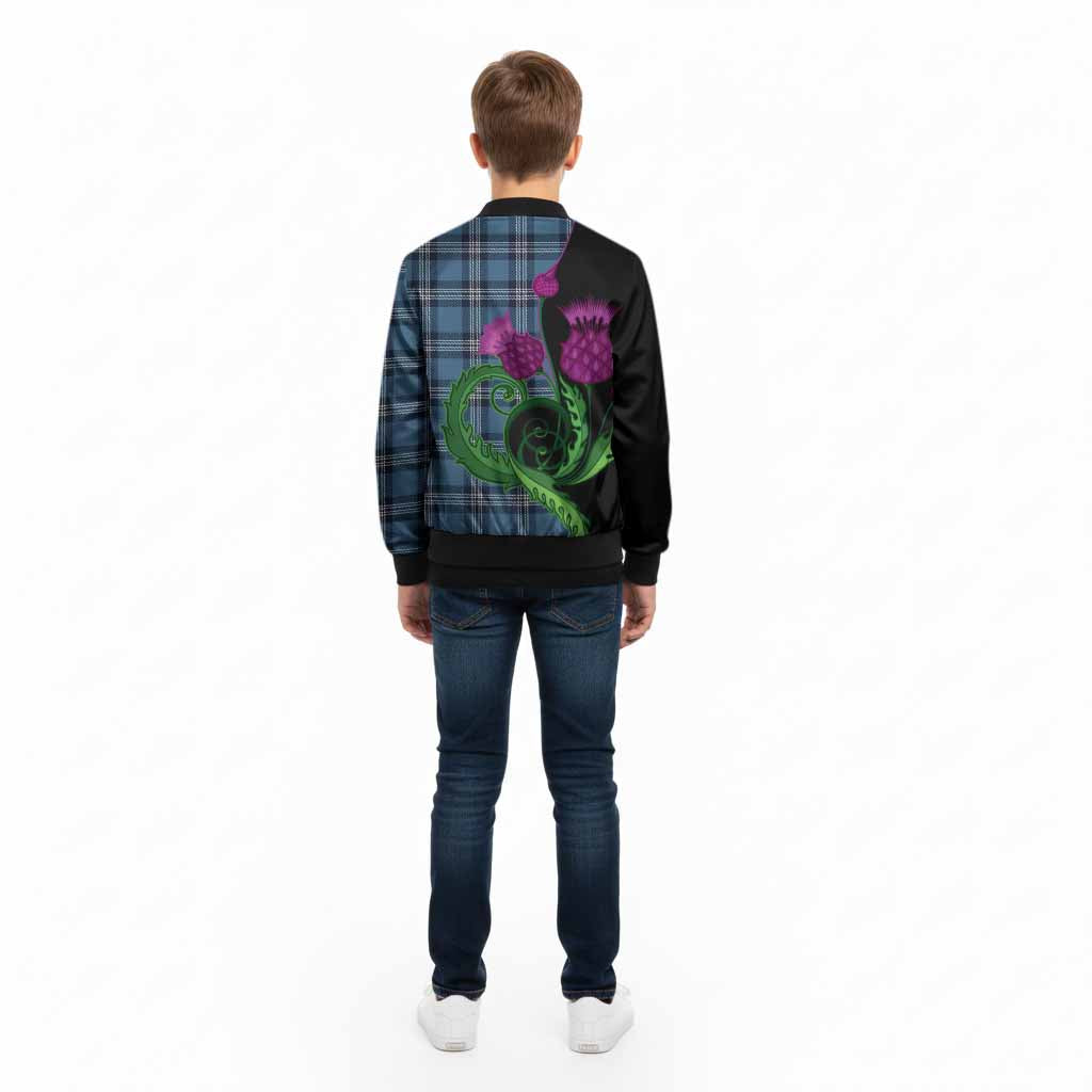Saint Andrews Tartan Kid Bomber Jacket Traditional Scottish Thistle