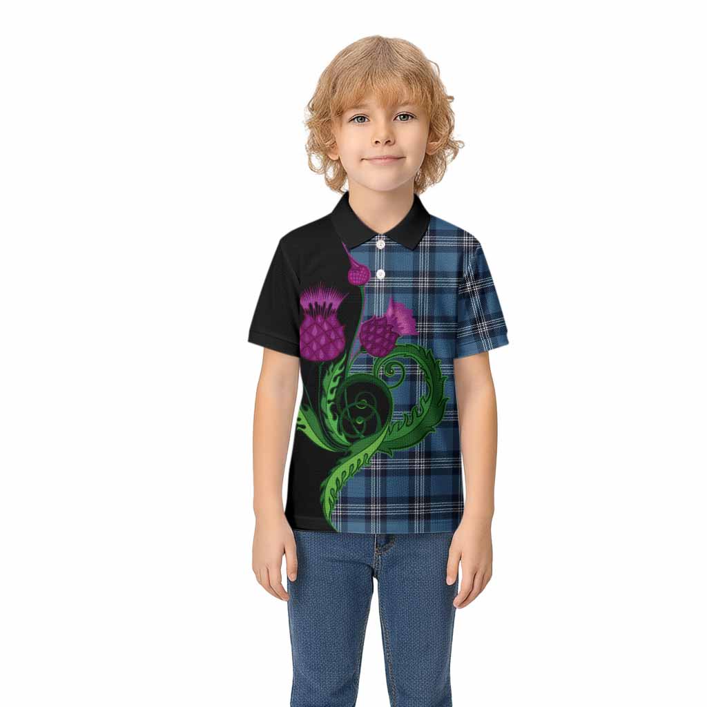 Saint Andrews Tartan Kid Polo Shirt Traditional Scottish Thistle
