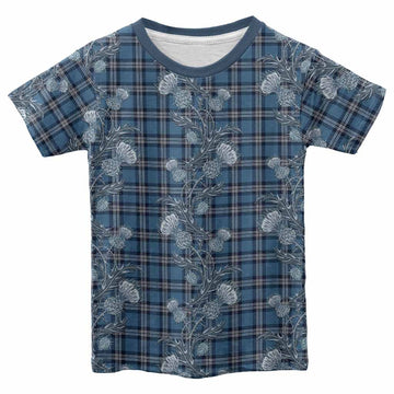 Saint Andrews Tartan Kid T-shirt Seamless Scottish Thistle Flowers