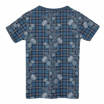 Saint Andrews Tartan Kid T-shirt Seamless Scottish Thistle Flowers