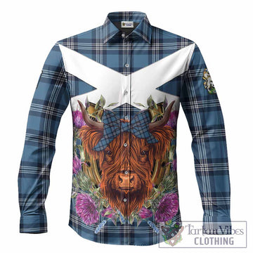 Saint Andrews Tartan Long Sleeve Button Shirts Scottish Thistle Heilan Coo