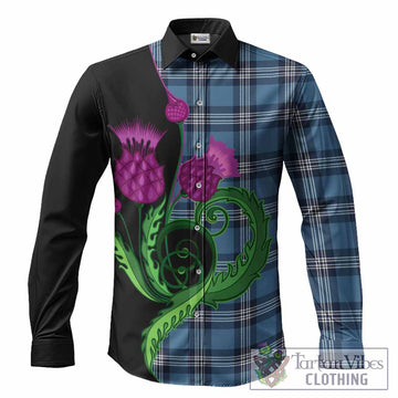 Saint Andrews Tartan Long Sleeve Button Shirts Traditional Scottish Thistle