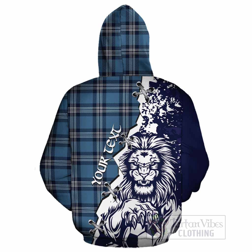 Saint Andrews Tartan Scottish Cotton Hoodie Angry Lion With Soccer Ball Style