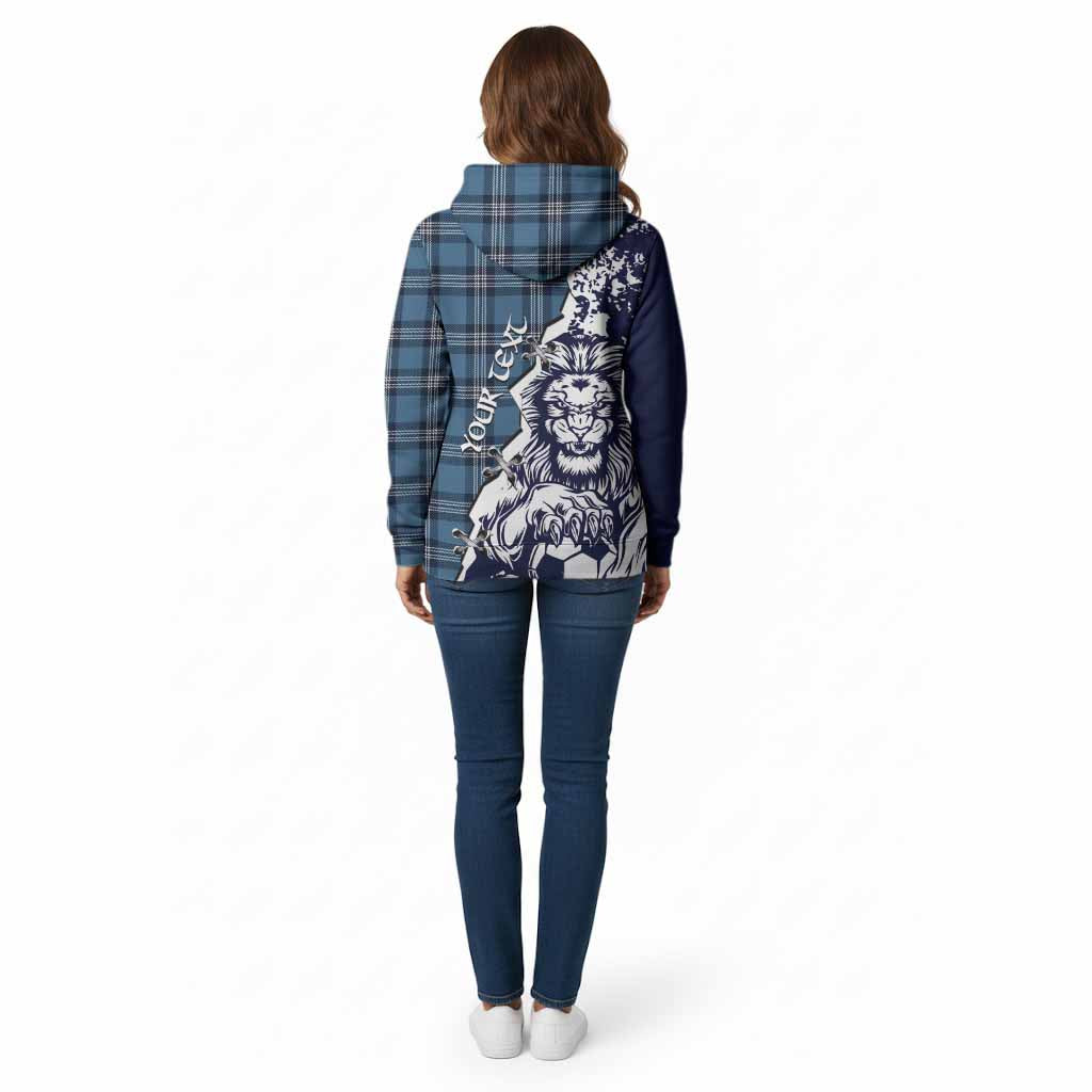 Saint Andrews Tartan Scottish Cotton Hoodie Angry Lion With Soccer Ball Style