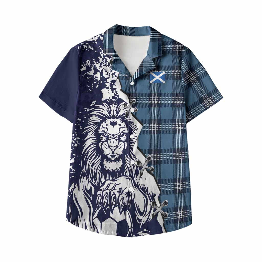 Saint Andrews Tartan Scottish Kid Hawaiian Shirt Angry Lion With Soccer Ball Style