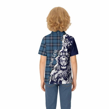 Saint Andrews Tartan Scottish Kid Polo Shirt Angry Lion With Soccer Ball Style