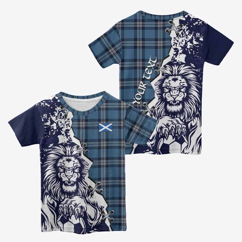 Saint Andrews Tartan Scottish Kid T-shirt Angry Lion With Soccer Ball Style