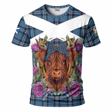Saint Andrews Tartan T-Shirt Scottish Thistle Heilan Coo