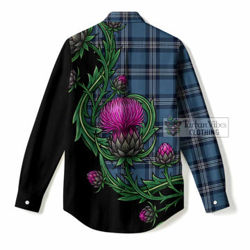 Saint Andrews Tartan Women Casual Shirt Resilient Scottish Thistle