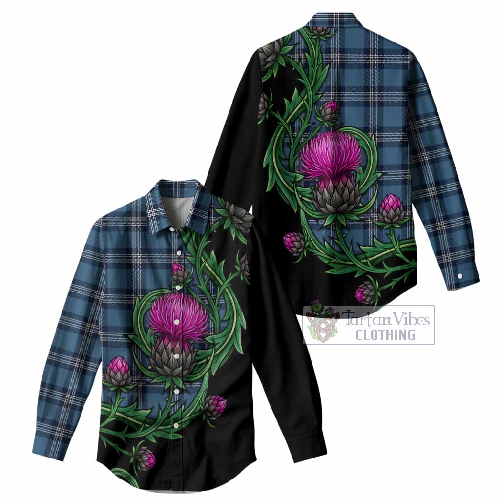 Saint Andrews Tartan Women Casual Shirt Resilient Scottish Thistle