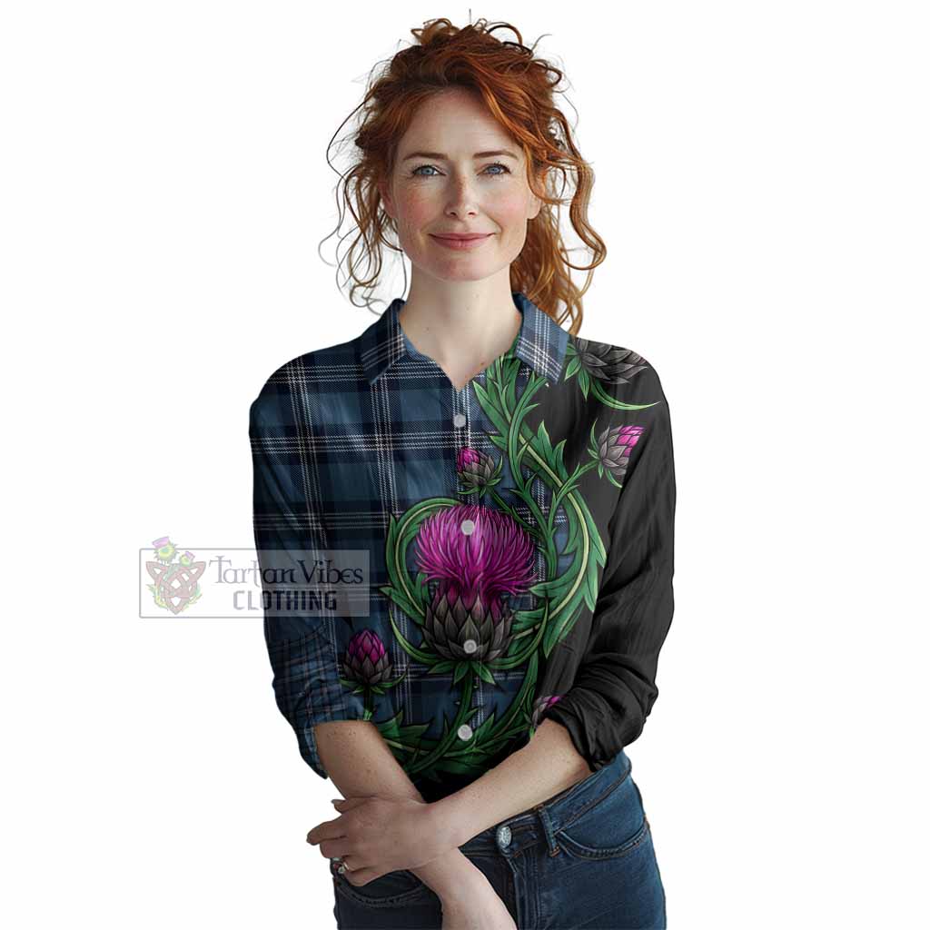 Saint Andrews Tartan Women Casual Shirt Resilient Scottish Thistle