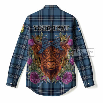 Saint Andrews Tartan Women Casual Shirt Scottish Thistle Heilan Coo