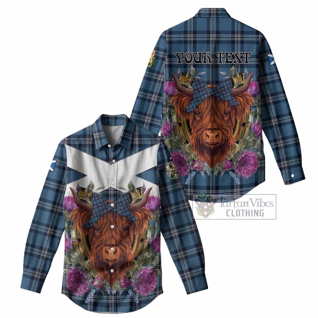 Saint Andrews Tartan Women Casual Shirt Scottish Thistle Heilan Coo
