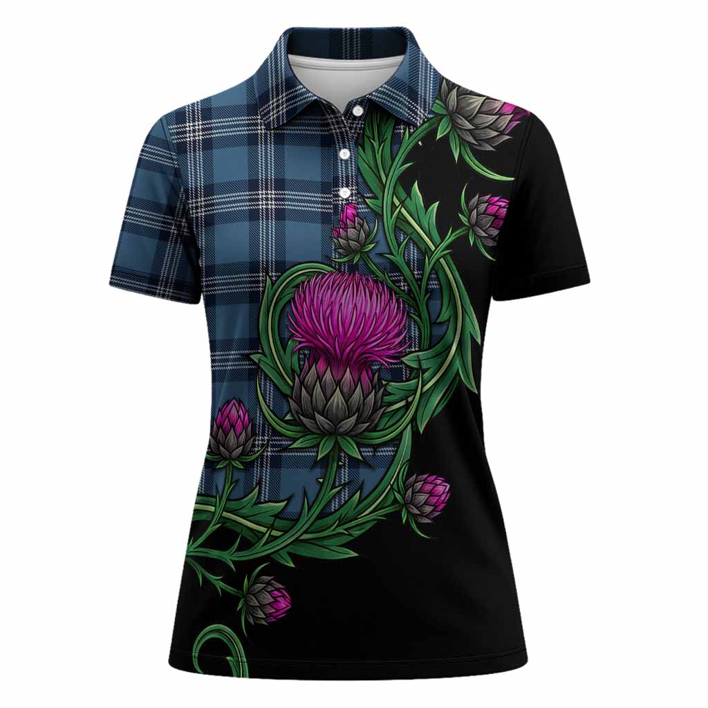 Saint Andrews Tartan Women Polo Shirt Resilient Scottish Thistle