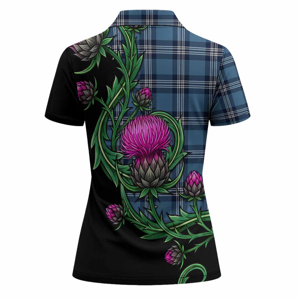Saint Andrews Tartan Women Polo Shirt Resilient Scottish Thistle