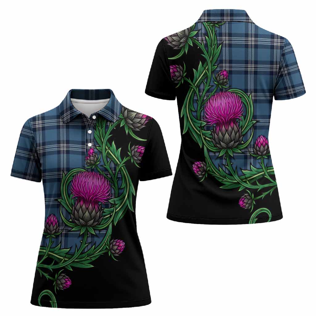 Saint Andrews Tartan Women Polo Shirt Resilient Scottish Thistle