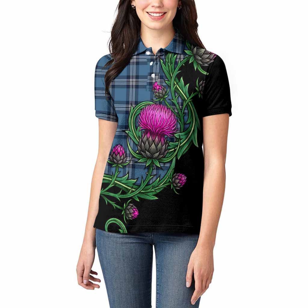 Saint Andrews Tartan Women Polo Shirt Resilient Scottish Thistle