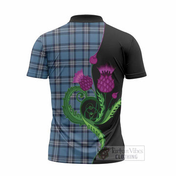 Saint Andrews Tartan Zipper Polo Shirt Traditional Scottish Thistle