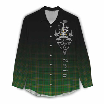 Salmon Irish Clan Women's Casual Shirt with Coat of Arms Erin Go Bragh Celtic Inspired Female - Tartan Vibes Clothing