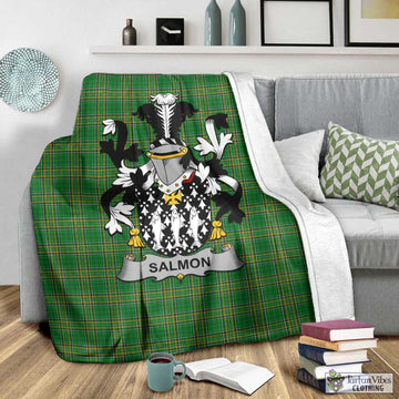 Salmon Irish Clan Tartan Blanket with Coat of Arms - Tartan Vibes Clothing